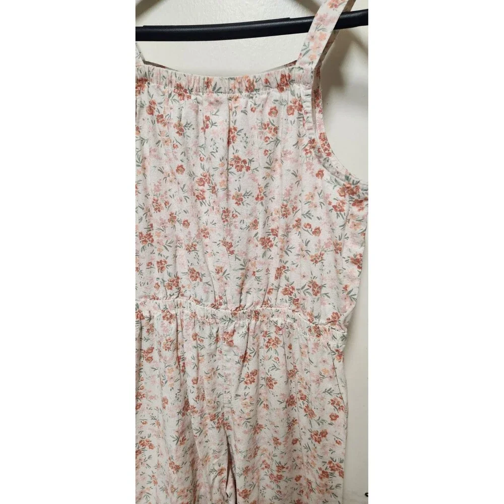Oshkosh B'gosh Girls Floral Jumpsuit Size 10/10A 55% Linen and 45% Cotton